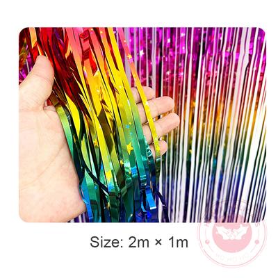 2m×1m New Macarone Gradient Rain Curtain Birthday Party Wedding Background Wall Decoration Banquet New Year Stage Decor