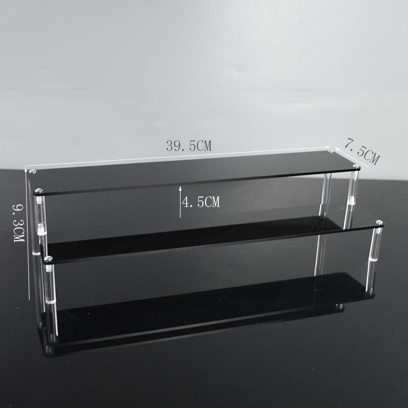 Black Acrylic Multi-Layer Display Stand for Model Figures, Bracelets, and Jewelry Storage.