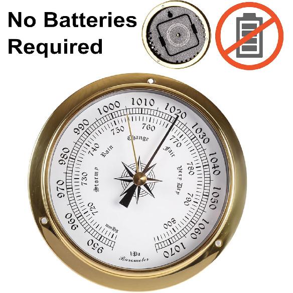 Hanging Weather Station, High Precision Thermometer Hygrometer Barometer Kit, Tide Clock Wall Clock Brass Case 4.5In Boat Accessory, for Boat Yacht,