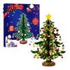 Mini Xmas Tabletop Decor with Lights Wooden Christmas Tree Advent Calendar 2026 24-Day Interactive Gift for Kids Ornaments Countdown Holiday