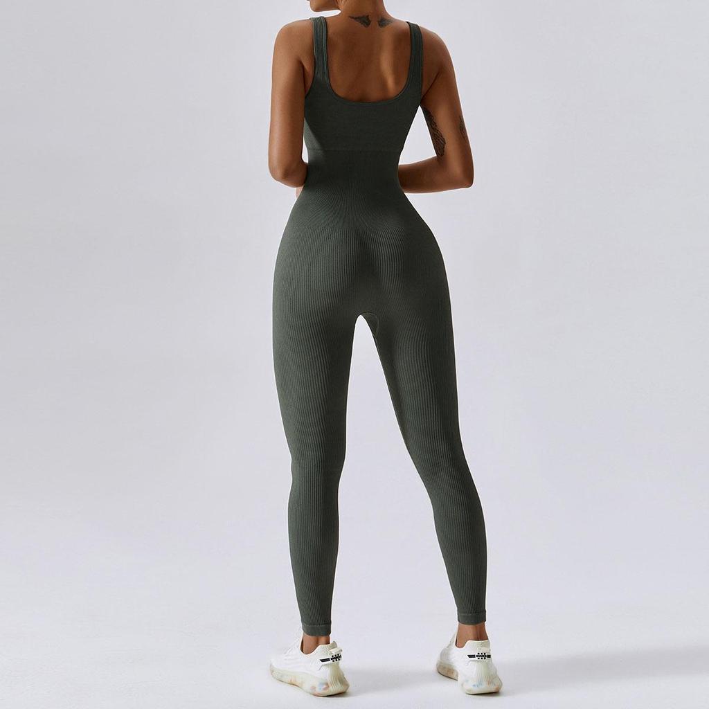 European and American Seamless Knit Yoga Jumpsuit - One-Piece Vest and Long Pants Sportswear