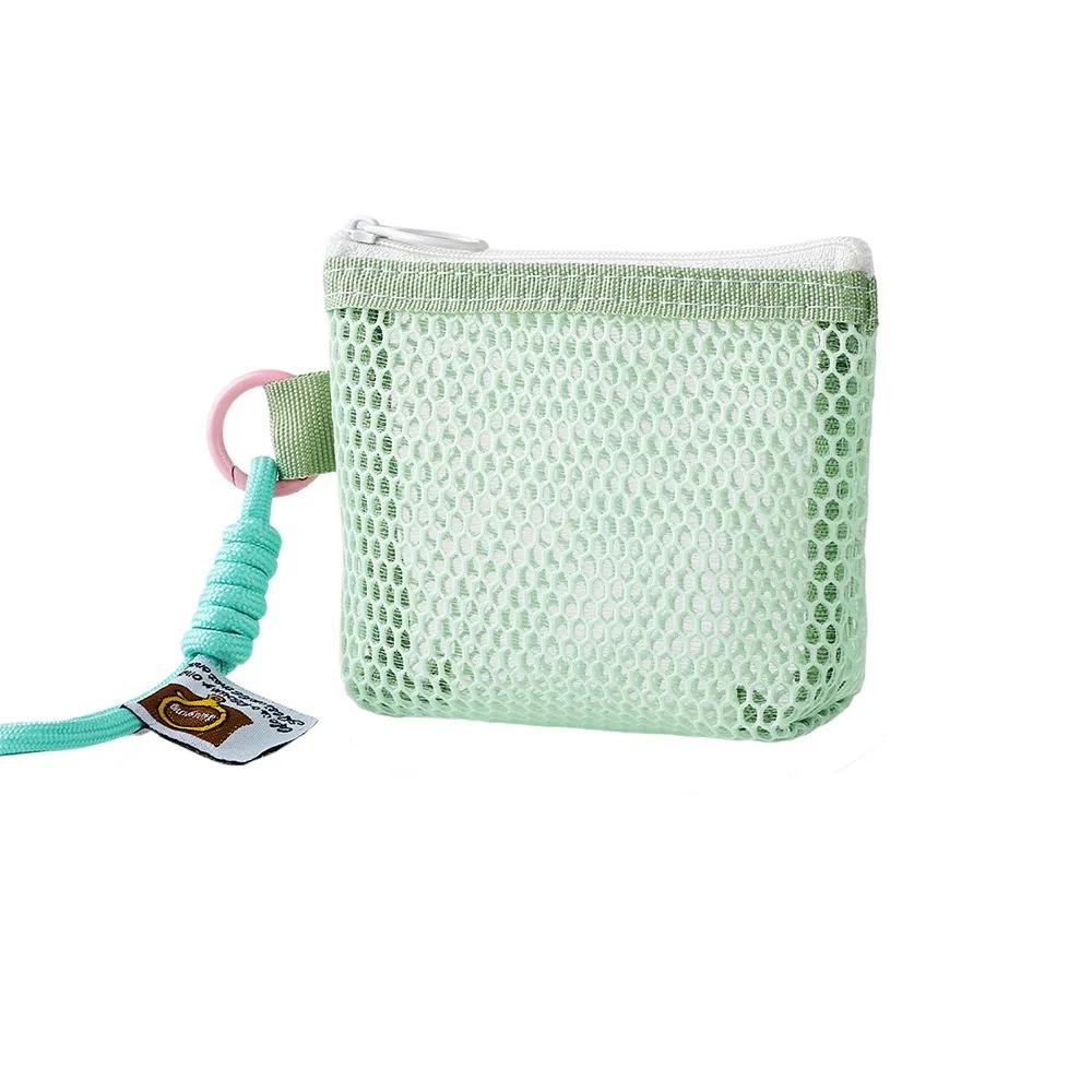 

Dopamine Color Mesh Storage Bag Toiletry Handheld Small Cosmetics Bag Zipper Closure Candy Color Coin Purse зелений