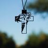 Rear View Mirror Accessories - Car Hanging Accessories - Car Pendant, Charm Ornaments - Swinging Ornaments, Cross Hanger - Black Jesus Christ