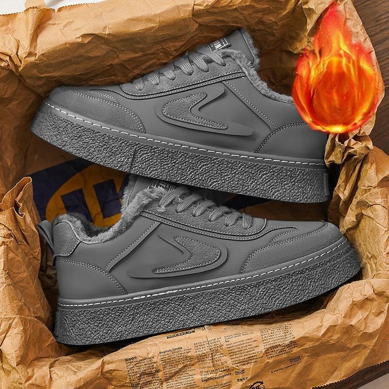 Новая мужская обувь - Теплый флис Универсальная Спортивная и Повседневная обувь с Нескользящей Толстой Подошвой и Хлопковым Верхом 43 серый 1950₽