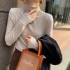 New Style Bottoming Shirt for Women In Autumn and Winter Half Turtleneck Slim Fit Long Sleeves White Top Inside