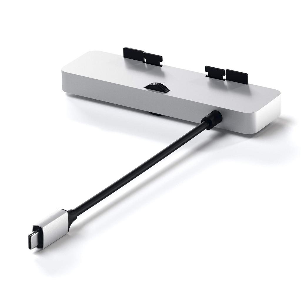 Satechi Clamp Hub mit Datenleser kompatibel mit 2021 USB-C (Silber) (Kompatibler 2017/2019/2020 iMac/iMac Pro) USB-C USB-A3.0 Micro/SD (Kein iMac)