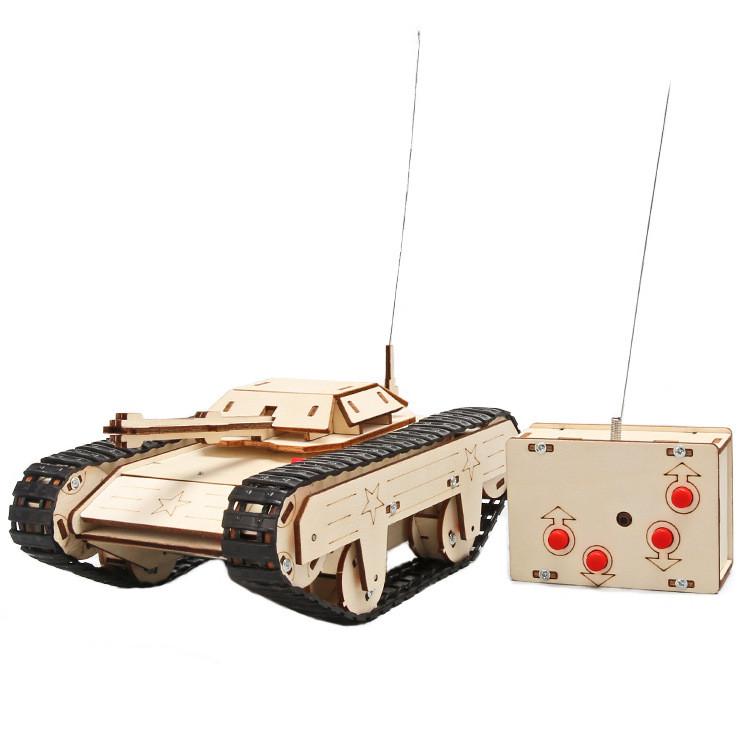 

Wooden Diy Remote Control Tank Educational Toy For Kids Science Learning
