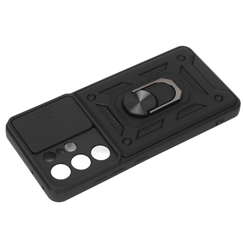 Phone Protective Case Sliding Camera Lens Cover Mobile Phone Case with Ring Holder for S21 Ultra