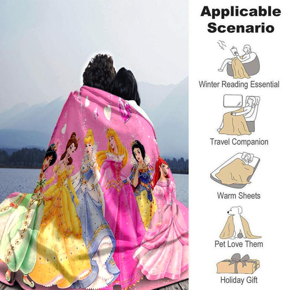 Princesses Pink Dreams Flannel Blanket Super Soft Warm Cozy Blanket For Sofa Bed Office Travel Allseason Home Decor Gift