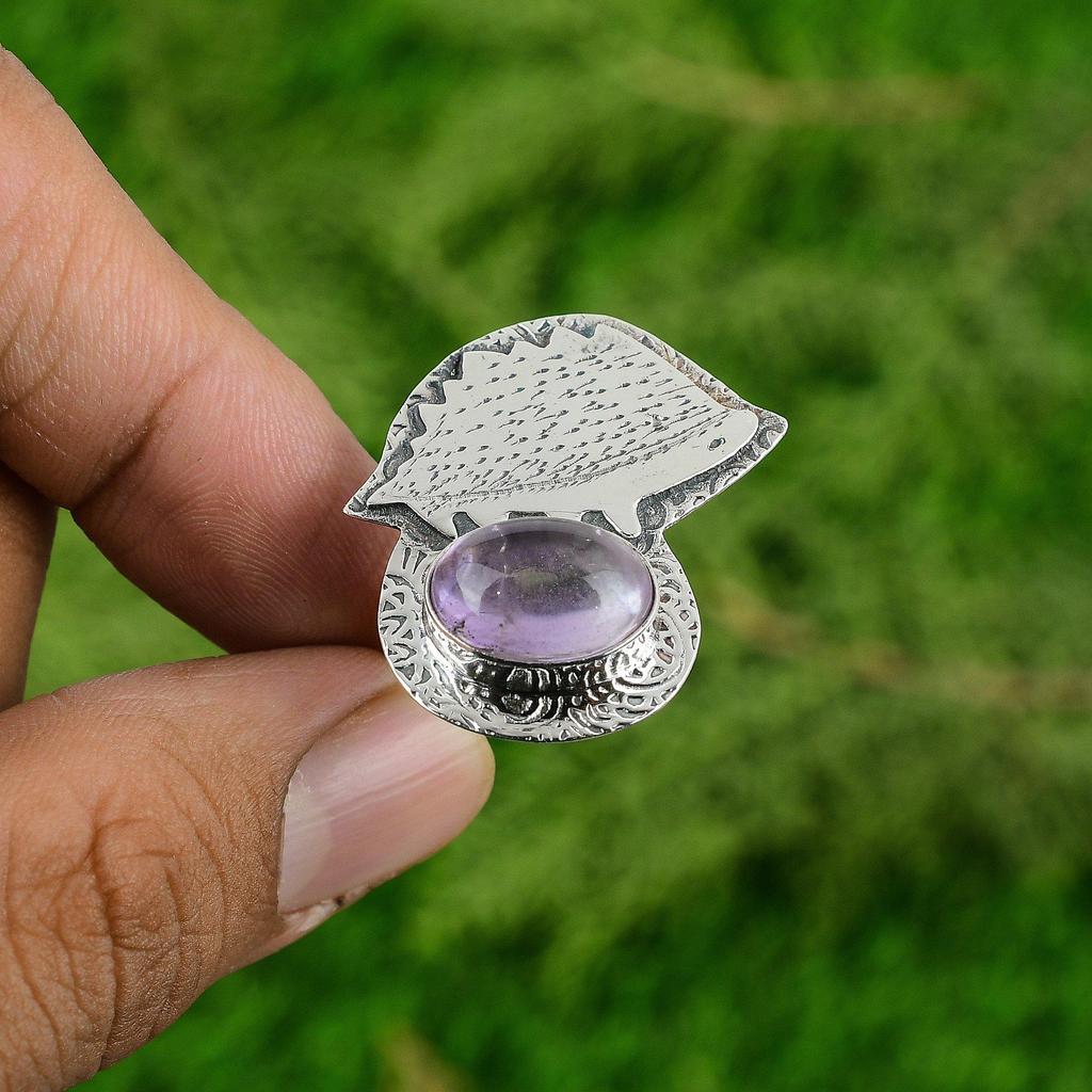 African Amethyst Gemstone Sister Promise Handcrafted February Ring 925 Silver