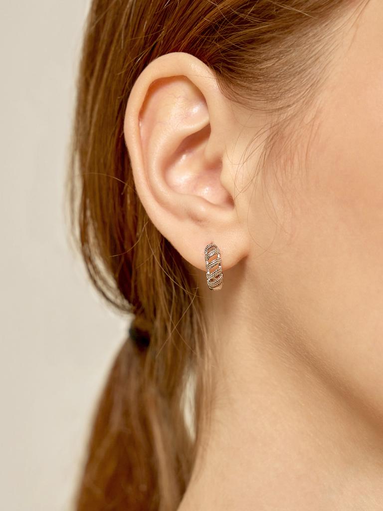 Geigerjewelry Moire One-Touch Earrings Gisvee108 (Silver 925 Pin)