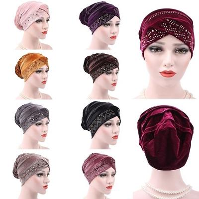 Hot Muslim Turban Pleuche Drill Cap Hot  Hijab Bonnet Caps Arab Soft Baggy Beanie Hat