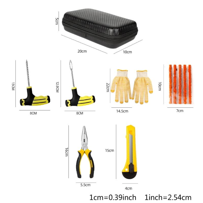 Car Bike Motorbike Tire Repair Kit Studding Tool Set Tubeless Tyre Puncture