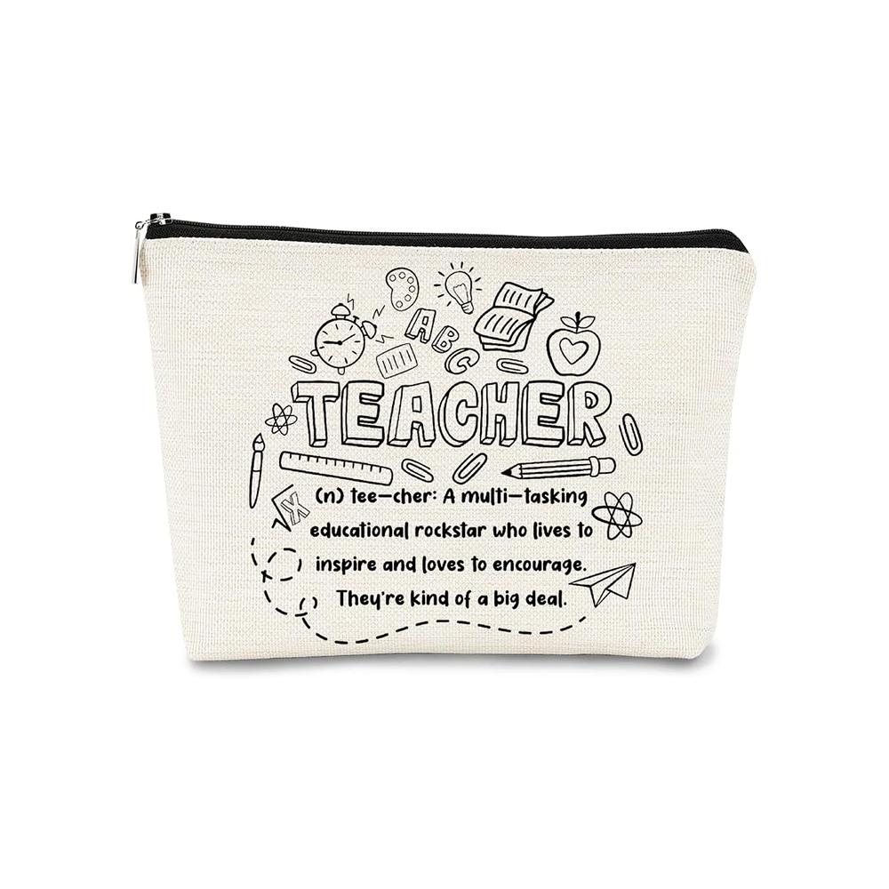 Teacher Makeup Bag Appreciation Back To School Thank You Gifts Small Cosmetic Organizer Bag for Graduation Birthday Party Gifts