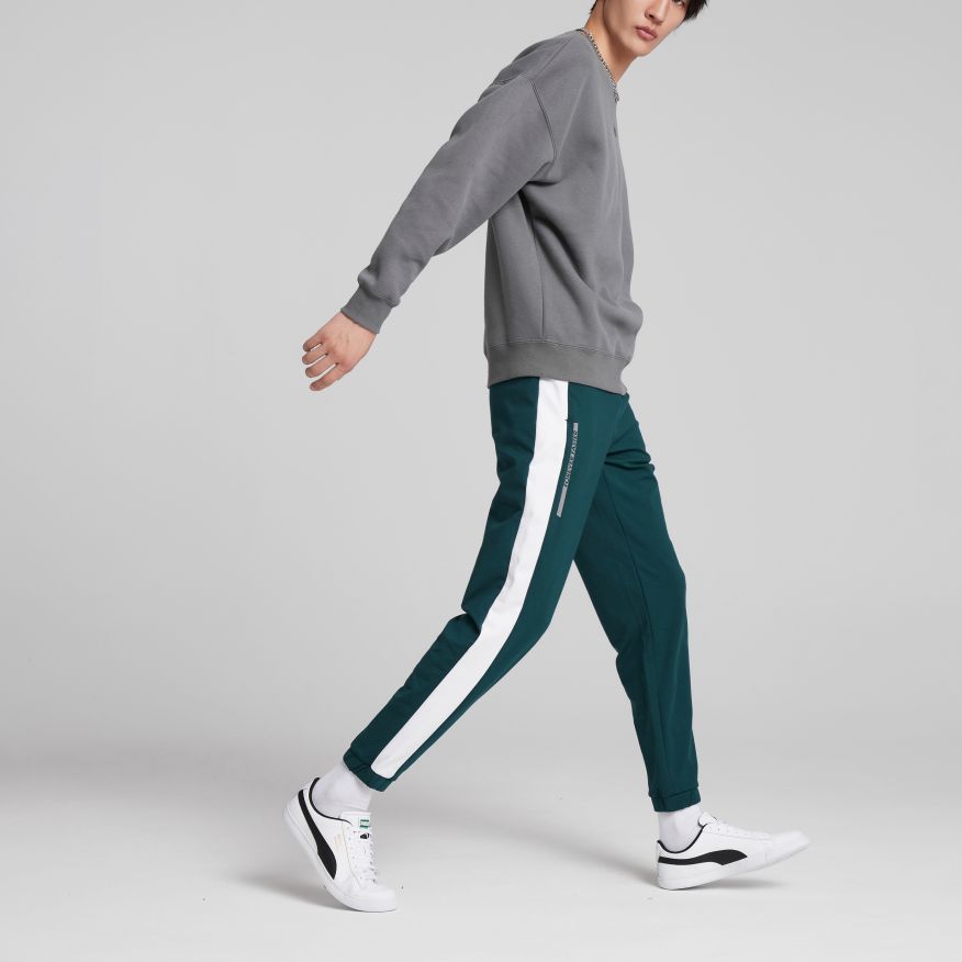 PUMA Solid Color Logo Embroidered Pullover Crew Neck Sweatshirt Men Tops Grey 534365-44