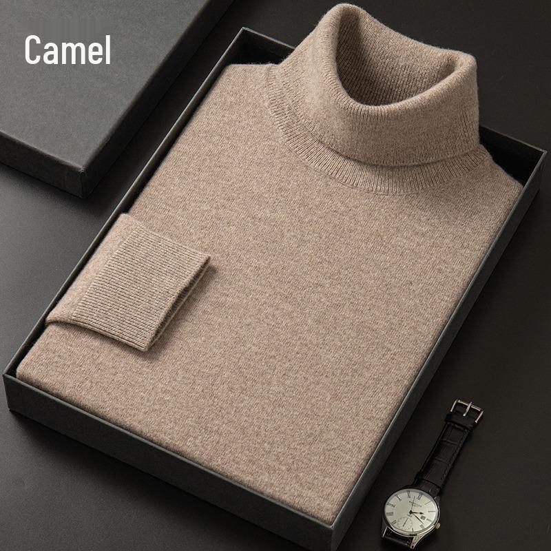 Men's High Neck Knit Sweater - Warm & Versatile Long Sleeve for Autumn/Winter