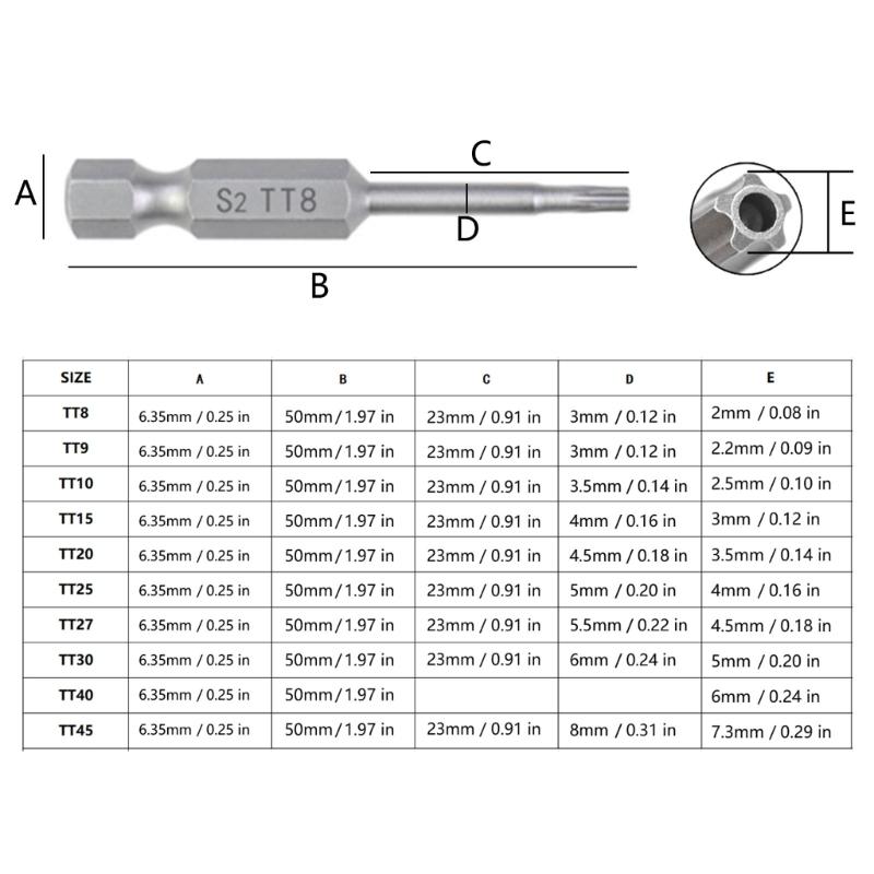 10Pcs 50mm Blossom Head Screwdriver Bit Set 1/4inch Hex Security Screwdriver Drill Magnetic Screwdriver Bit Tool