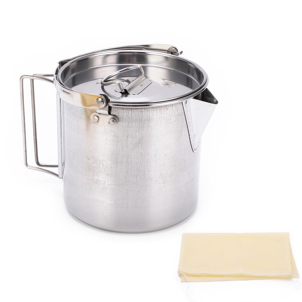 Camping Kettle Stainless Steel HeatResistant Anticorrosion Durable Sturdy Portable Hiking Pot