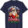 This Is My Christmas Shirt Santa with Bourbon Cigar Cotton TShirt Short Sleeve Crew Neck All Seasons Comfortable Utdoors Tees