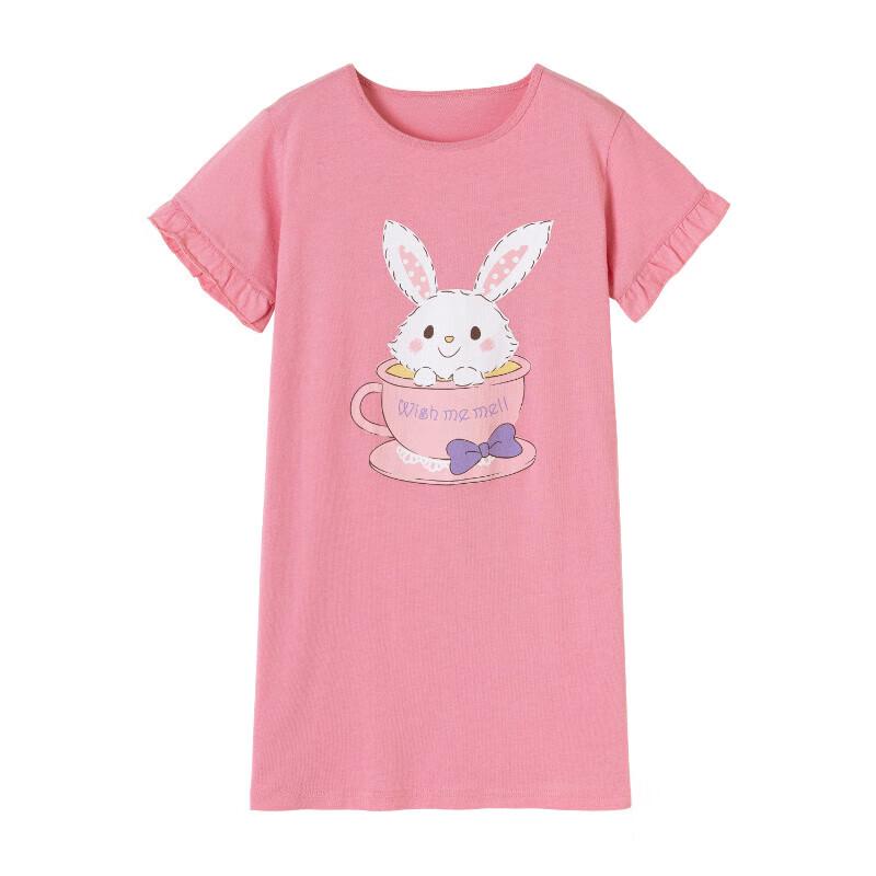 Girls' Pure Cotton Short Sleeve Summer Nightgown