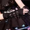 Hip-hop Style Metallic Long Half Finger Gloves for Female Role-playing Stage Performances Elastic Adjustable Personalized Gloves