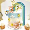 18 Stück Teddybär Kuchen Dekoration Regenbogen Teddybär Baby Showe Geburtstagstorte Dekoration Babyparty Baby Mädchen Kuchen Dekoration