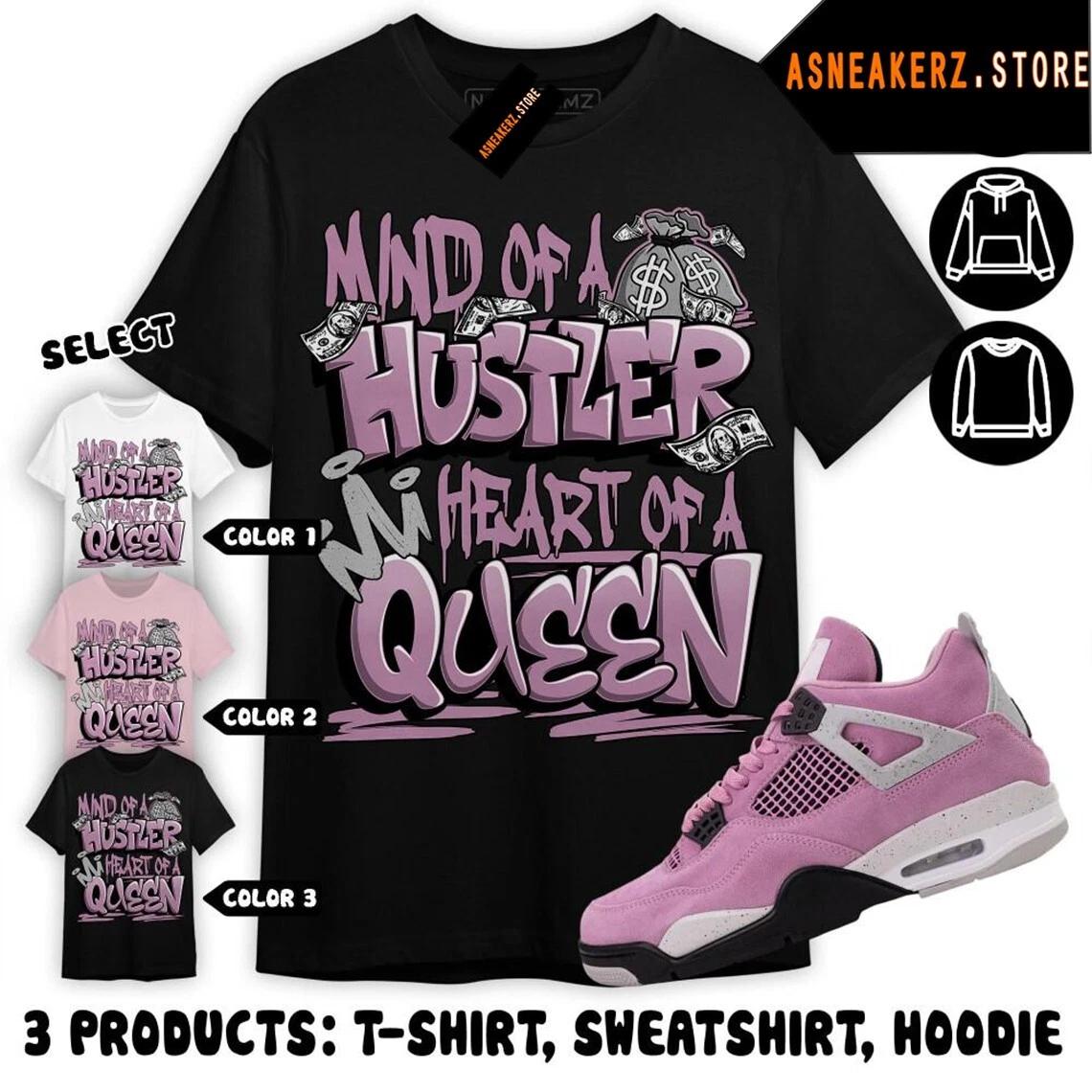 

Shirt To Match AJ 4 Orchid Sneaker Matching Tee Hustler Heart Queen T-Shirt S