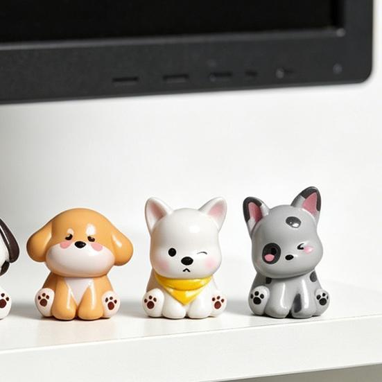 2 Pcs Mini Dog Figurines, Tiny Resin Puppy Figures, Cute Miniature Animal Statues for Desktop, Car Decoration, Micro Landscape, Dollhouse Accessory