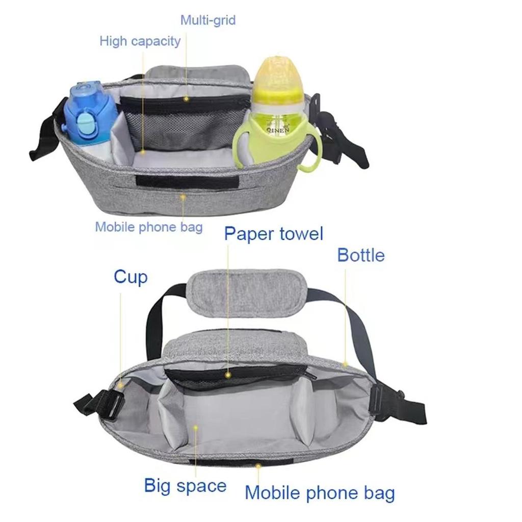 Multifunctional Baby Stroller Organizer - Large Capacity Mummy Shoulder Bag with Milk Bottle Holder