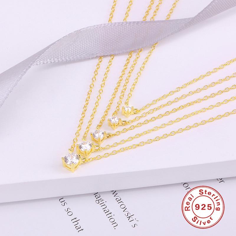 S925 Sterling Silver Feminine Minimalist Temperament Collarbone Chain Creative Fashion Zircon Short Accessories Necklace