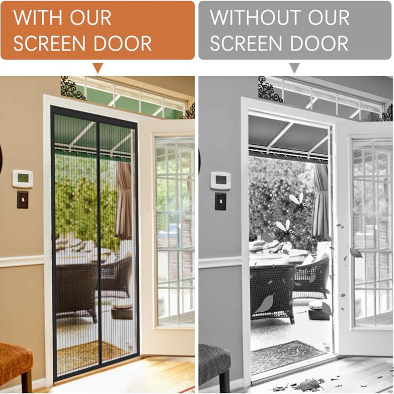 2026 Upgraded Magnetic Screen Door Mesh - Heavy Duty Magic Door Screen Closure with Magnets for Sliding, Patio, French Kid and Pet Friendly