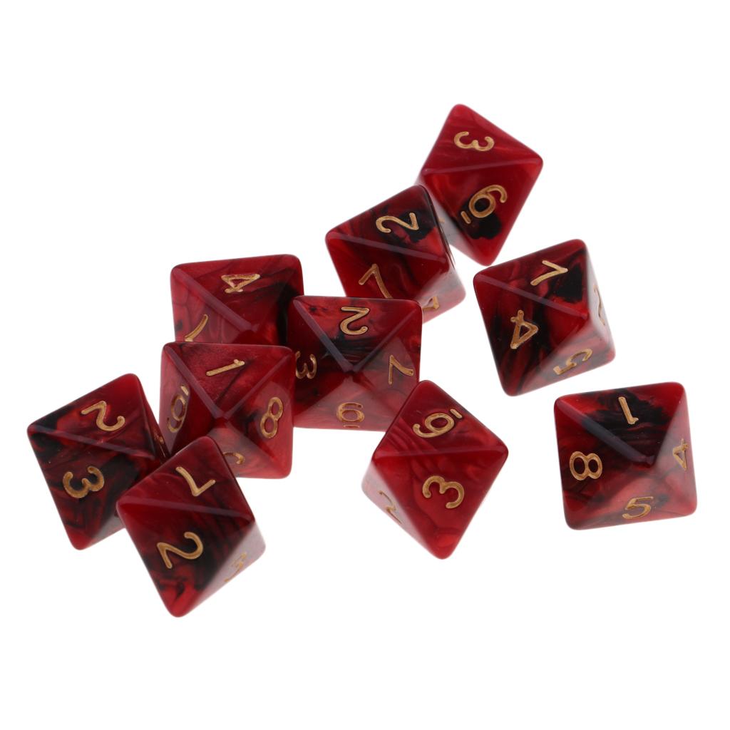 10 Pieces Polyhedral Dice Collection Multi-sided Dice D8 for TRPG D Dragons Game 8-sided Dice Collection