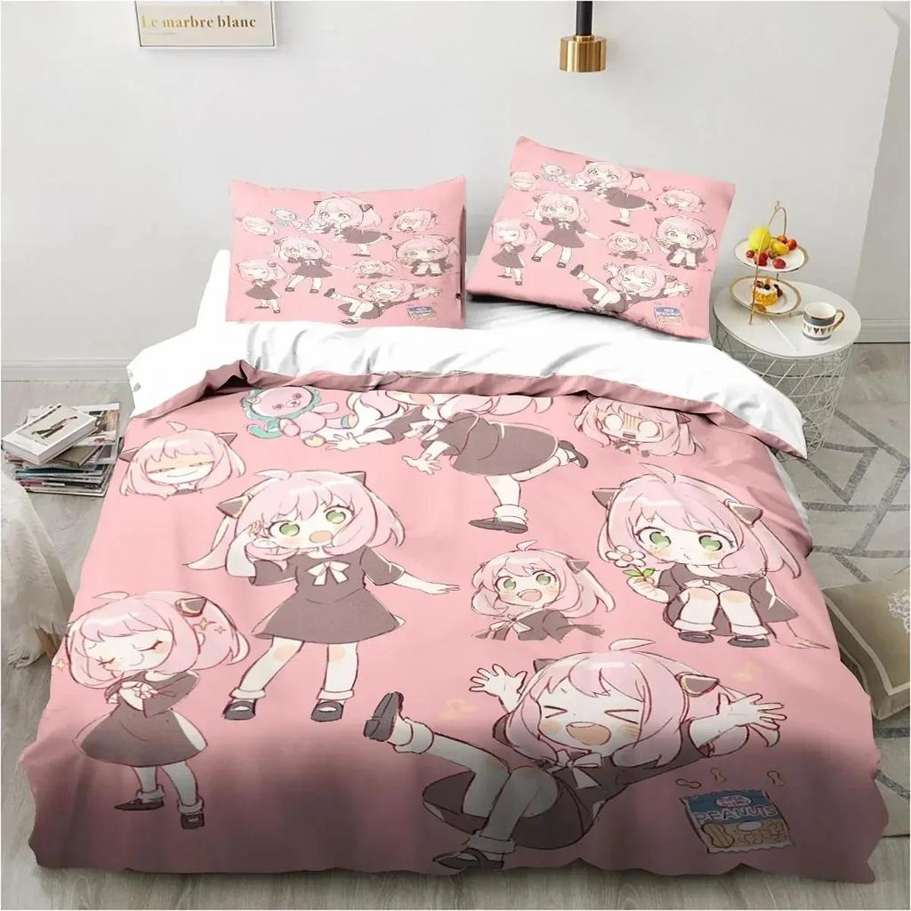 SPY×FAMILY Anime Täcke Sängkläder Set Tecknad Påslakan Örngott Full Size Queen King Quiltöverdrag Enkelsäng Dubbelsäng A