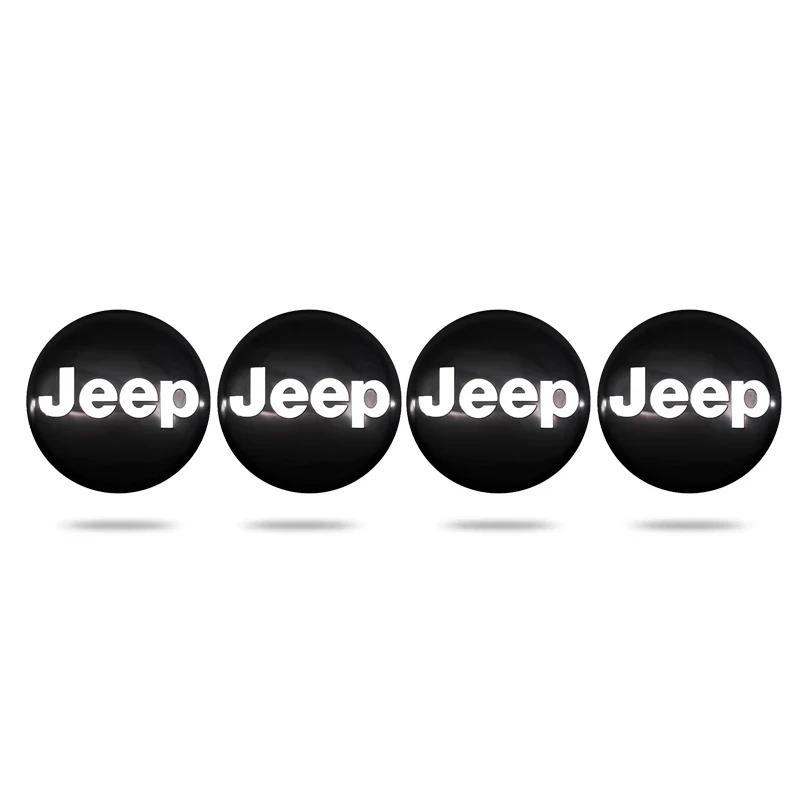 

For Jeep 4Pcs Car Logo Wheel Center Cap sticker Hub Tool Accessories For Jeep Wrangler JK Gladiator Renegade Compass Grand Ch чорний