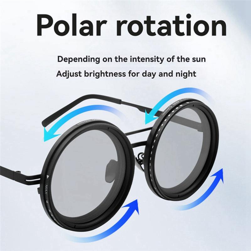 

52mm Round Adjustable Polarized Sunglasses With Nd2-400 Filter Lens Uv Protection Photography Glasses чёрный