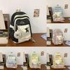 Blocked Fashionable Color Letter Embroidery Star Decoration Student Backpack