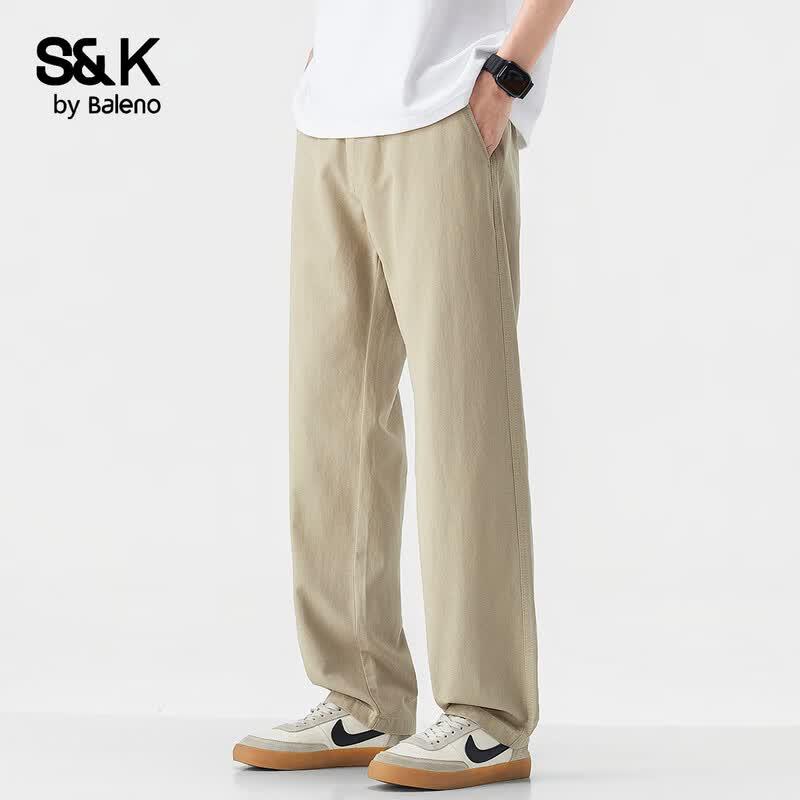 Baleno S&K Men's Summer Tencel Blend Casual Straight-Leg Pants