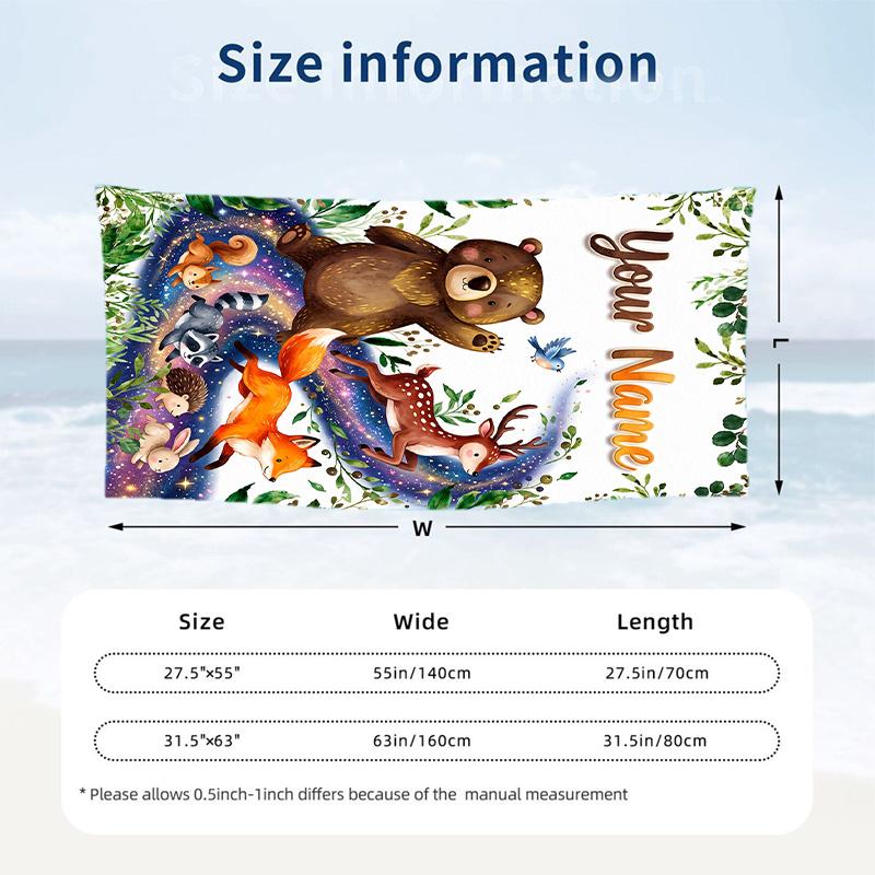 Forest Nature Theme Beach Towel Personalized Custom Name & Text Soft Quick Dry Beach Towel for Swimming Travel