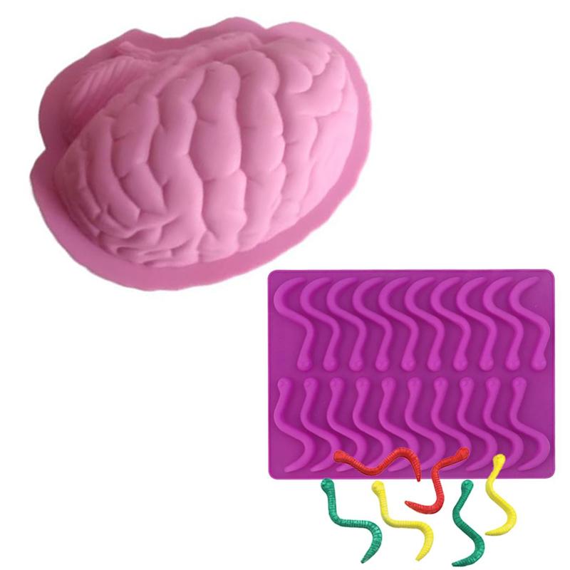 Halloween Brain Silicone Mold For Baking Dessert Cake Pan Chocolate Jello Kitchen Gadgets Accessories Moldes Para Hornear Tools