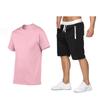 2024 Summer Men's Solid Short Sleeve T-shirt & Shorts Set