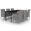 Vidaxl 7-Cz. Garden Furniture Set With Cushions, PE Rattan And Glass