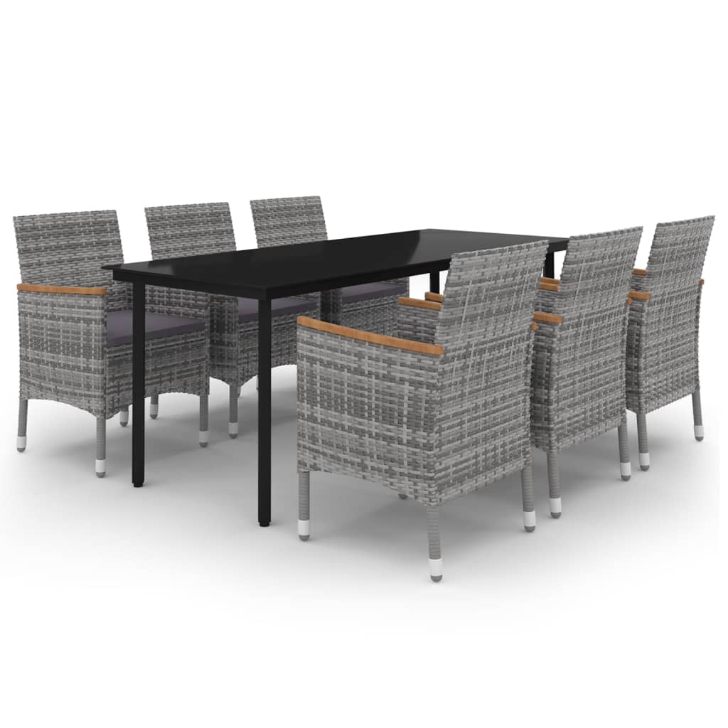 Vidaxl 7-Cz. Garden Furniture Set With Cushions, PE Rattan And Glass