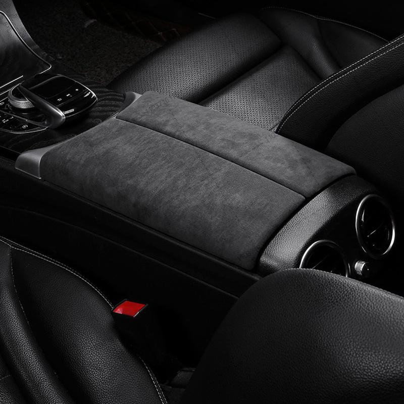 Suede Car Armrest Box Panel Lid Shell Cover Accessories For Mercedes Benz C E Class GLC W205 W206 W212 W213 X253 X254 2015-2024