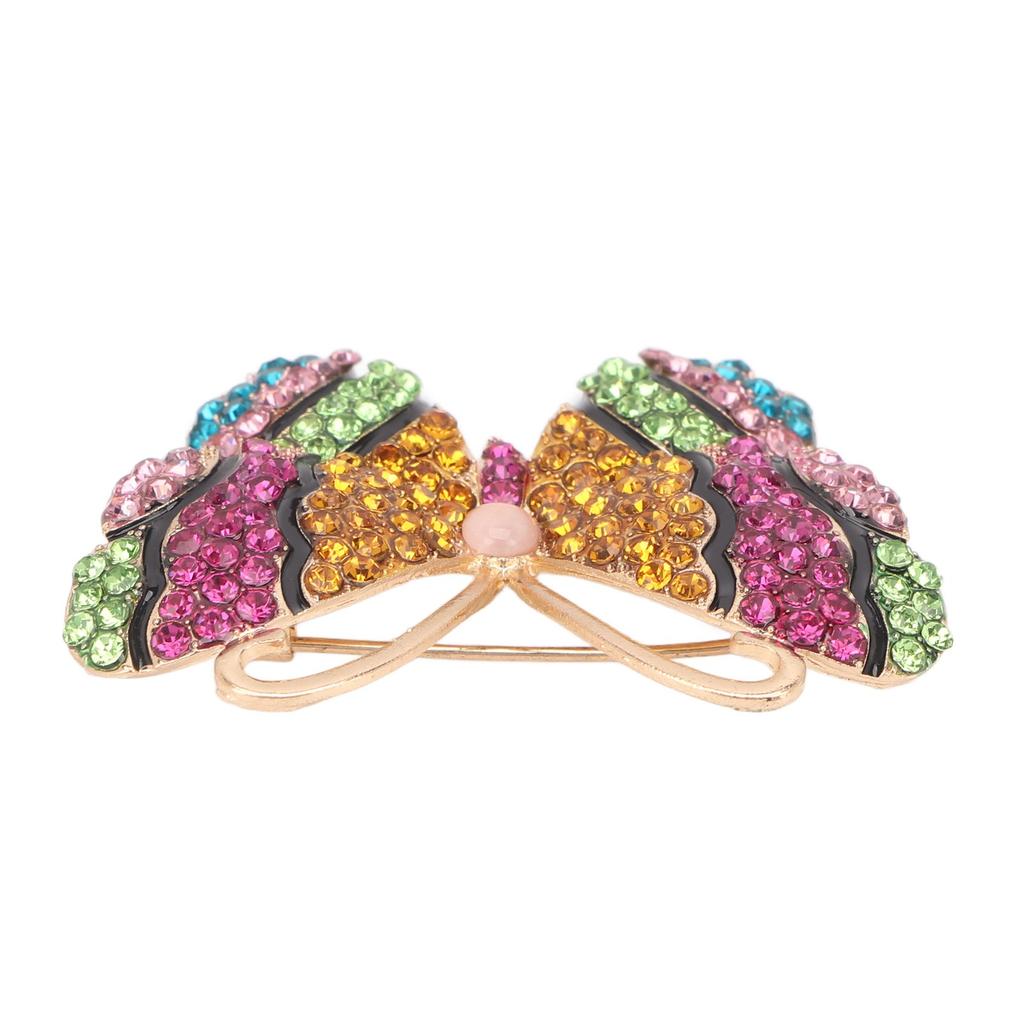 Rhinestone Butterfly Brooch Retro Safety Colorful Butterfly Crystal Brooch Pin Decoration Gift for Women Girls