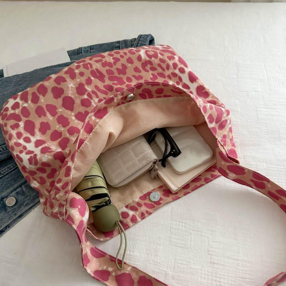 Korean Sle Large Capacity Tote Bag Canvas Single Shoulder Shoulder Bag Leopard Print Casual Bag Women's Use