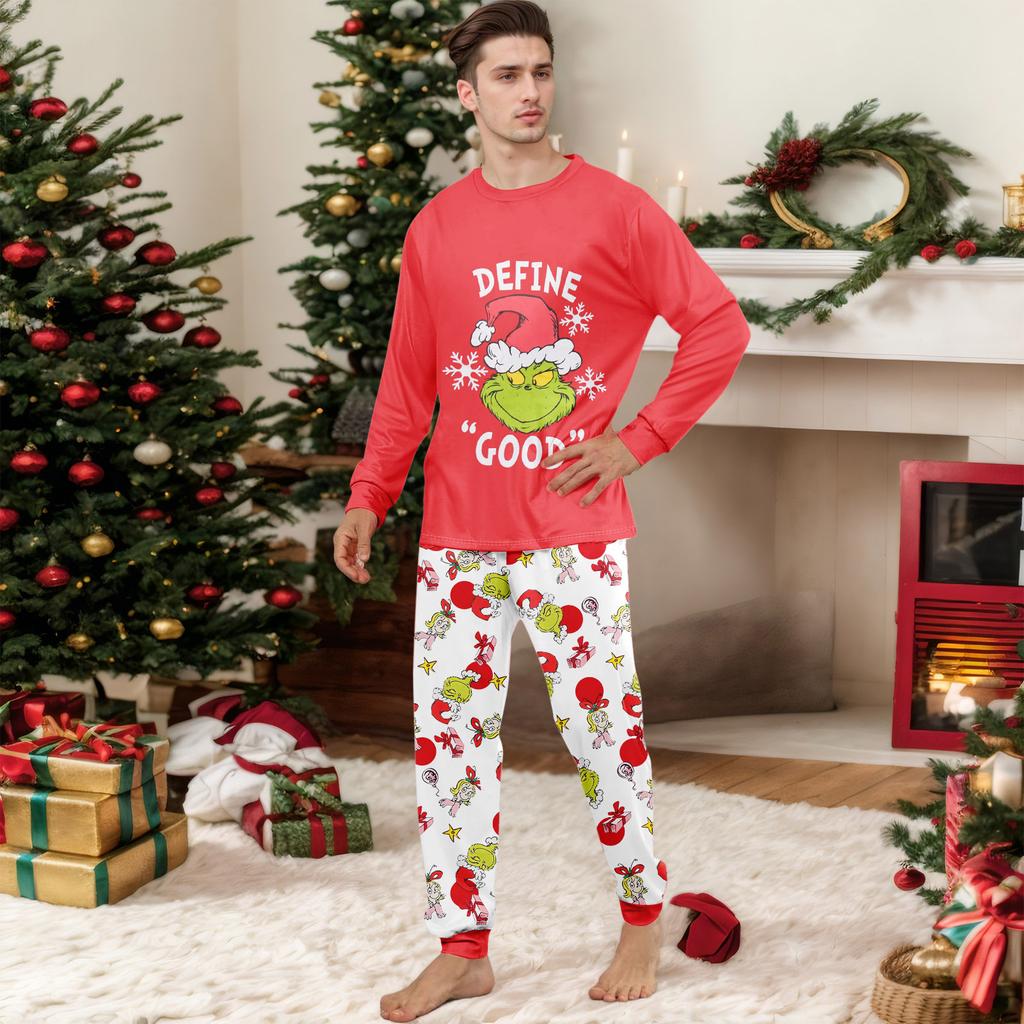 Print Cute Family Set Pajamas, Home Clothes, Family Set Long Sleeve Top Pants Set
