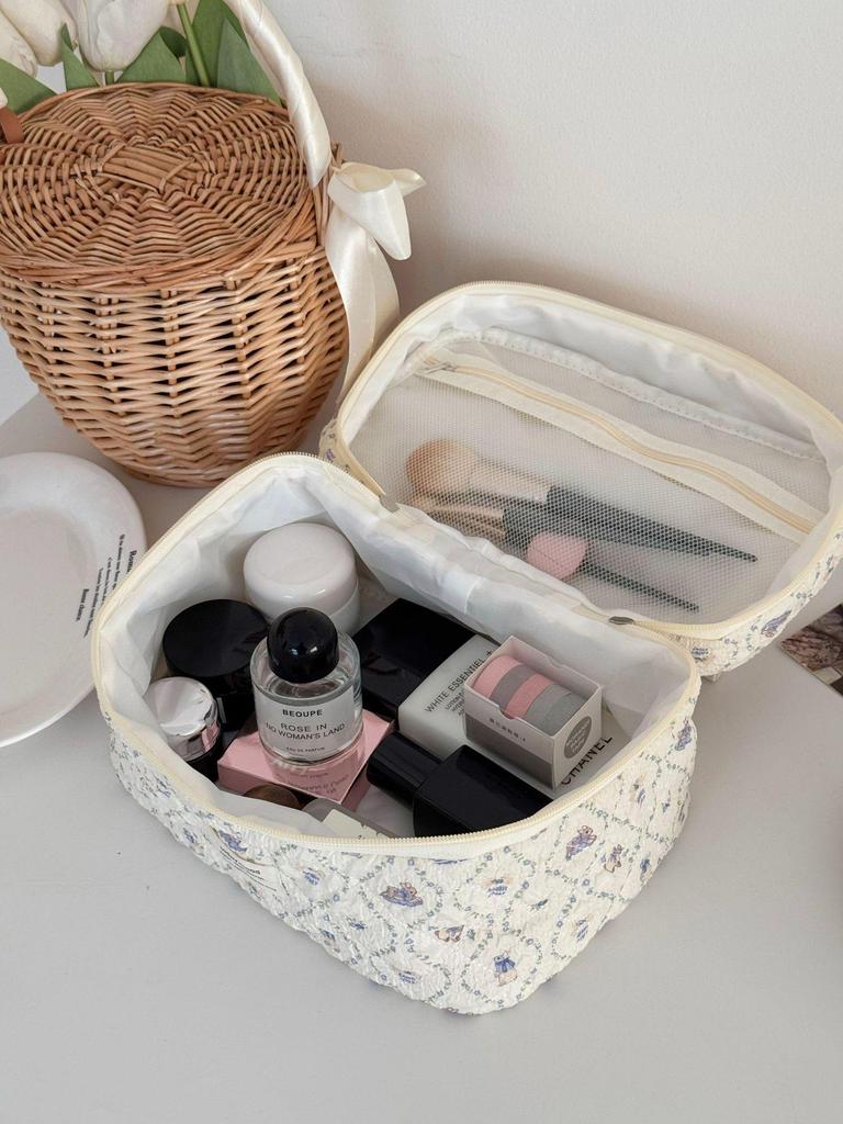 Purple Lace Rabbit Makeup Bag – Cute Cross-Border Cartoon Print Storage & Wash Bag
