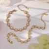 Luxury Zirconia Diamond Bracelet and Necklace Set with Stainless Steel Pendant and Retro Earrings
