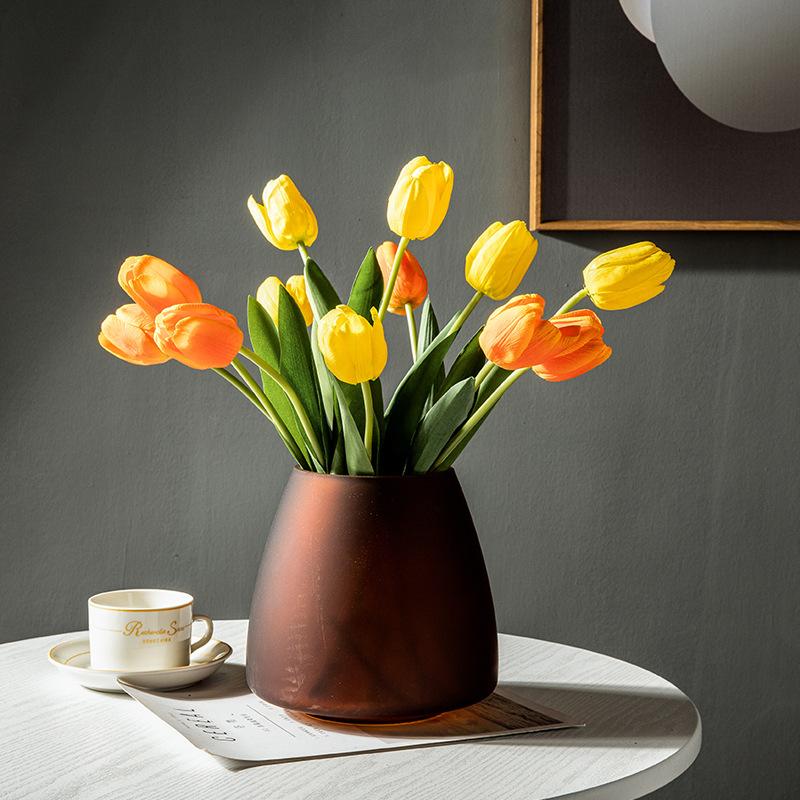 Nordic Light Luxury Home Decor Váza z matného skla Dekorace do obývacího pokoje Stolní květiny Hydroponická váza Dekor do terária