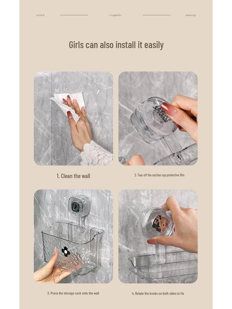 Wall-Mounted Suction Cup Face Towel Storage Box for Bathroom